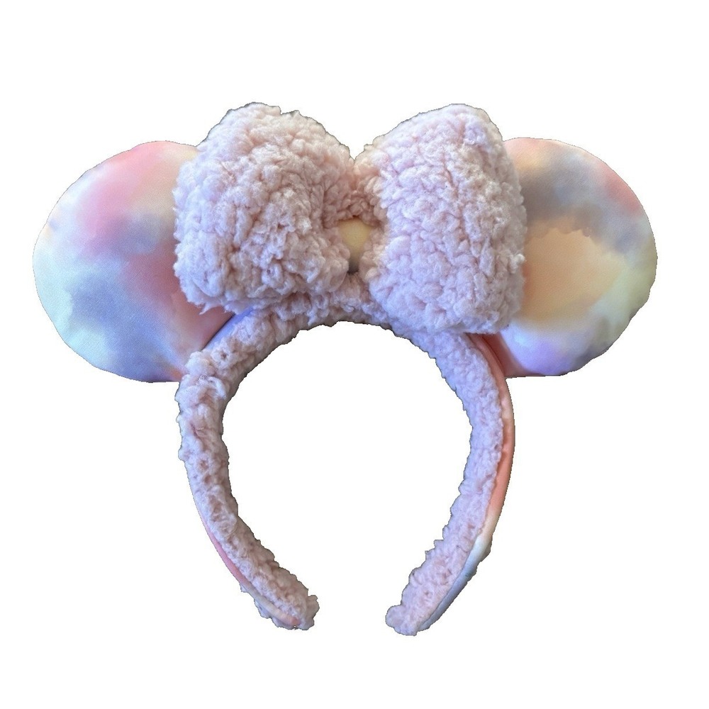 Disney Pink Sherpa Fuzzy Tie Dye Minnie‎ Mouse Ears Headband